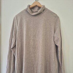 J Jill Luxe Supima Turtle Neck Tunic L Petite Soft Neutral Staple Minimalist